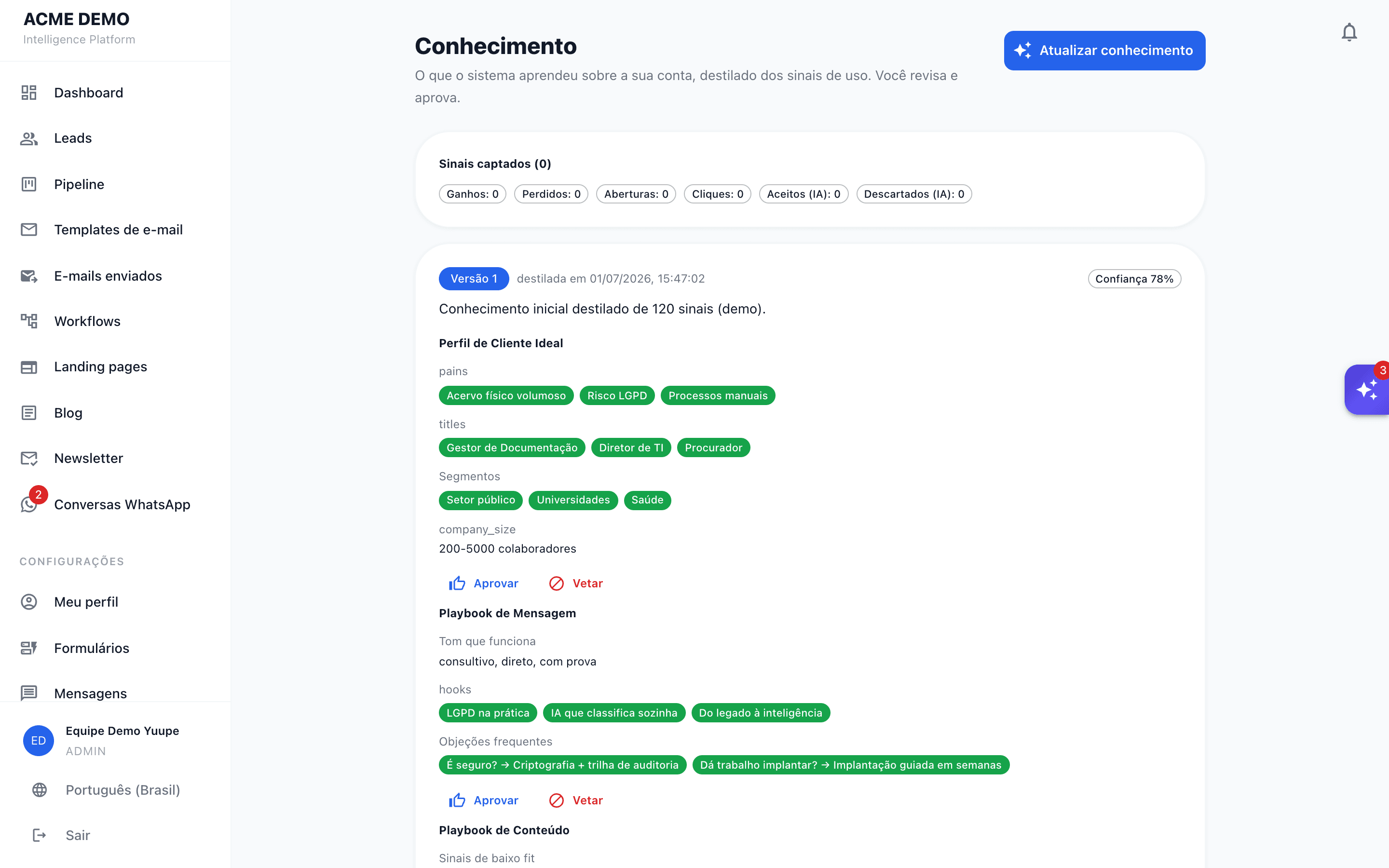 O Motor de Sinais em ação